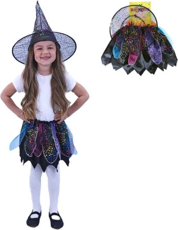 KARNEVAL Šaty čarodějnice halloween sukýnka tutu + klobouk KOSTÝM KARNEVAL Šaty čarodějnice halloween sukýnka tutu + klobouk KOSTÝM