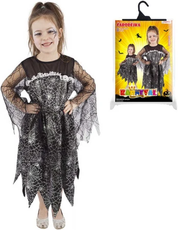 KARNEVAL Šaty čarodějnice Halloween vel.M (116-128cm) 6-8 let KOSTÝM