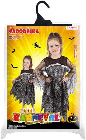 KARNEVAL Šaty čarodějnice Halloween vel.M (116-128cm) 6-8 let KOSTÝM