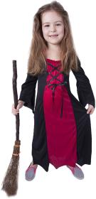 KARNEVAL Šaty čarodějnice Morgana bordó vel. M (120-130cm) 6-8 let KOSTÝM