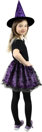 KARNEVAL Šaty čarodějnice tutu fialové netopýři + klobouk KOSTÝM