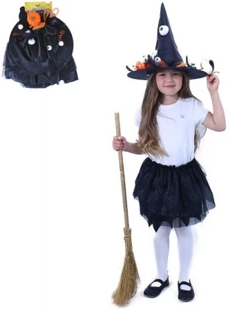 KARNEVAL Šaty halloween čarodějnice sukýnka tutu + klobouk KOSTÝM KARNEVAL Šaty halloween čarodějnice sukýnka tutu + klobouk KOSTÝM