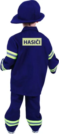 KARNEVAL Šaty hasič český potisk vel. L (128-140cm) 8-10 let KOSTÝM