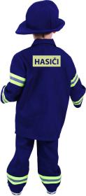 KARNEVAL Šaty hasič český potisk vel. M (117-128cm) 6-8 let KOSTÝM