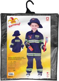KARNEVAL Šaty hasič modrý vel. S (105-116cm) 4-6 let KOSTÝM