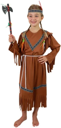 KARNEVAL Šaty Indiánka s čelenkou vel. M (117-128 cm) 6-8 let KOSTÝM