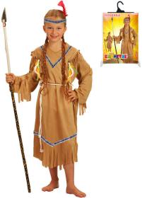 KARNEVAL Šaty Indiánka s čelenkou vel. S (110-120cm) 4-6 let KOSTÝM
