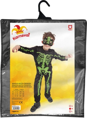 KARNEVAL Šaty kostlivec neon vel. S (105-116cm) 4-6 let KOSTÝM