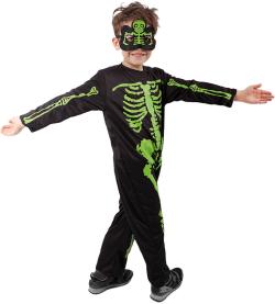 KARNEVAL Šaty kostlivec neon vel. S (105-116cm) 4-6 let KOSTÝM