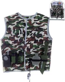 KARNEVAL Šaty maskáčová vesta voják set s doplňky KOSTÝM