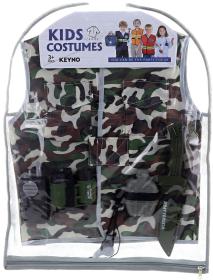 KARNEVAL Šaty maskáčová vesta voják set s doplňky KOSTÝM