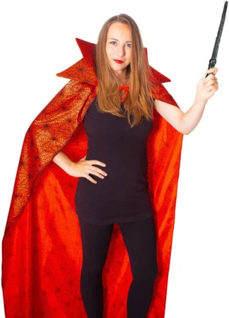 KARNEVAL Šaty plášť červený pavučina dospělý KOSTÝM