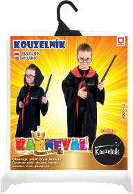 KARNEVAL Šaty plášť kouzelník 3-7 let (104-136cm) s kapucí a brýlemi KOSTÝM