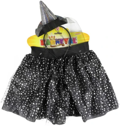 KARNEVAL Šaty tutu čarodějnické set s kloboučkem 3-7 let KOSTÝM