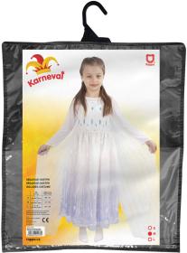 KARNEVAL Šaty zimní královna vel. M 6-8 let (117-128cm) KOSTÝM