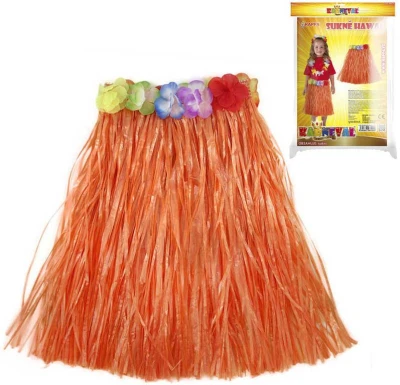 KARNEVAL Sukně Hawaii 45cm oranžová (104-150cm) 3-10 let KOSTÝM