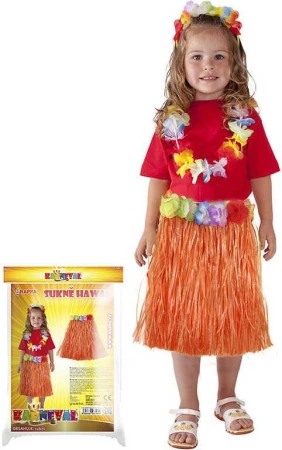 KARNEVAL Sukně Hawaii 45cm oranžová (104-150cm) 3-10 let KOSTÝM