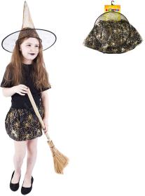 KARNEVAL Sukně tutu čarodějnice set s kloboukem 3-7 let KOSTÝM