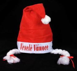 KARNEVAL Vánoční čepice s copy Veselé Vánoce (karnevalový doplněk) KARNEVAL Vánoční čepice s copy Veselé Vánoce (karnevalový doplněk)