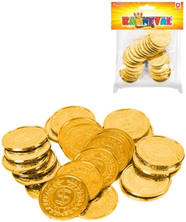 KARNEVAL Zlaté mince zlaťáky set 24ks v sáčku (karnevalový doplněk)