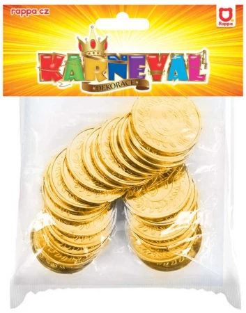 KARNEVAL Zlaté mince zlaťáky set 24ks v sáčku (karnevalový doplněk)
