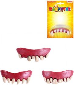 KARNEVAL Zuby upír gumové 3 druhy (karnevalový doplněk)