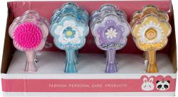 Kartáč dětský hřeben na vlasy s konfetami květina 4 barvy