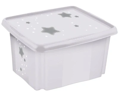 Keeeper Úložný box s víkem velký "Stars" Bílá II