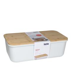 Kela Chlebník Apart plast / dřevo bílá