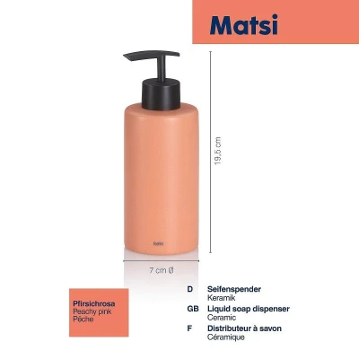 Kela Dávkovač mydla Matsi keramika broskyňovo ružová 300 ml