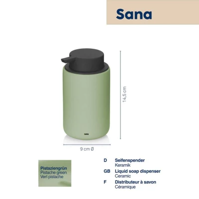 Kela Dávkovač mýdla Sana keramický 14,5 cm 300 ml zelená