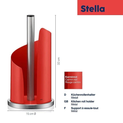 Kela Držák na papírové utěrky STELLA kovový červený