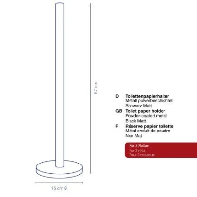 Kela Držák toaletního papíru Carta kovový černý 57,0cm 15,0cm