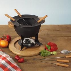 Kela Fondue set COUNTRY 11-dílný litina / dřevo