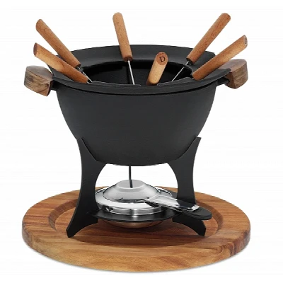 Kela Fondue set COUNTRY 11-dílný litina / dřevo