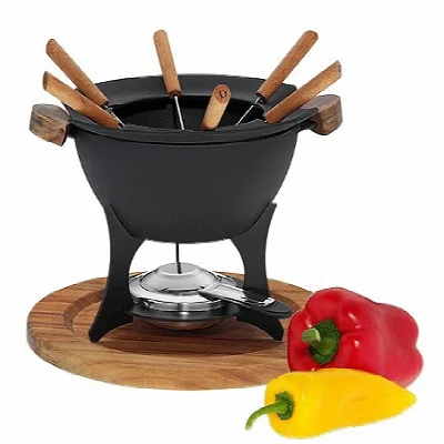 Kela Fondue set COUNTRY 11-dílný litina / dřevo