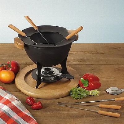 Kela Fondue set COUNTRY 11-dílný litina / dřevo