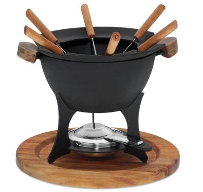 Kela Fondue set COUNTRY 11-dílný litina / dřevo