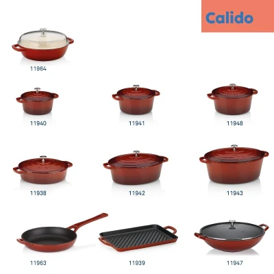 Kela Farmářská pánev Calido litinová červená kulatá 16,0cm 28,0cm 3,8l