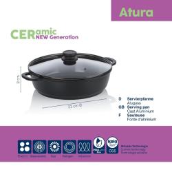 Kela Hluboká pánev s poklicí a keramickým povrchem 32 cm ATURA