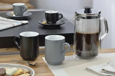 Kela Hrnek keramický 300 ml Mattia sada 2 ks šedá