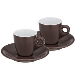 Kela Hrnek na espresso s podšálkem sada 4 ks MATTIA čokoládová