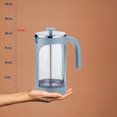 KELA Konvice na čaj a kávu frenchpress kouřově modrá 1 l