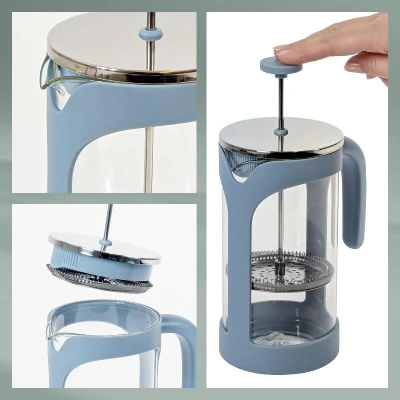KELA Konvice na čaj a kávu frenchpress kouřově modrá 1 l