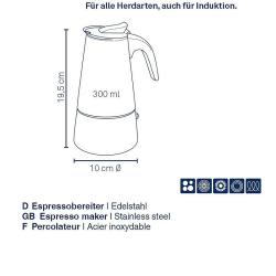 Kela Konvice na espresso Ferrara nerez černá 19,5 cm 10,0 cm 300,0 ml