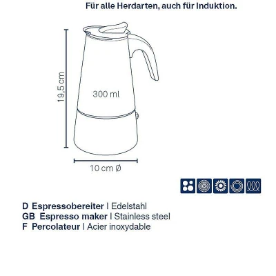 Kela Konvice na espresso Ferrara nerez černá 19,5 cm 10,0 cm 300,0 ml