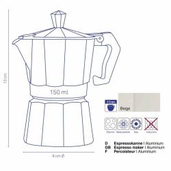 Kela Konvice na espresso Italia 3 šálky béžová