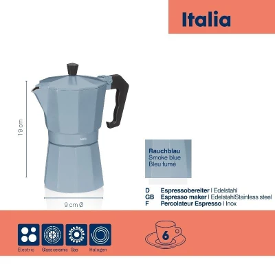 Kela Konvice na espresso kouřově modrá 19 cm x 9 cm 300 ml