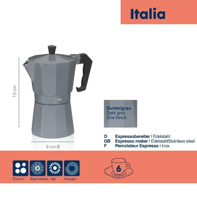 KELA Konvice na espresso tmavě šedá 19,0cm 9,0cm 300 ml