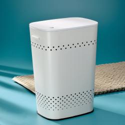 Kela Koš na prádlo sedací Malaga kov světle šedý 39,5x29,5x57,5cm